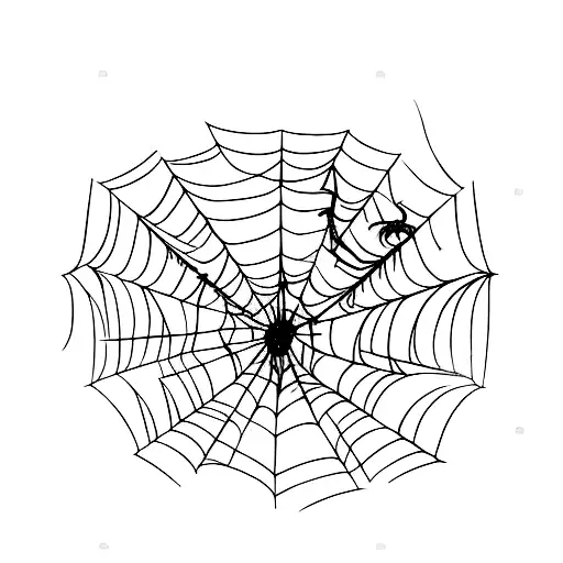 Spider Crawling Out Of A Moon-shaped Spiderweb