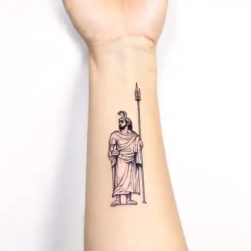 Small Greek Warrior Tatto On Forearm