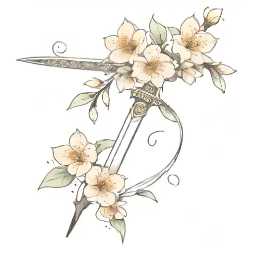 Peach Blossoms Around A Sword