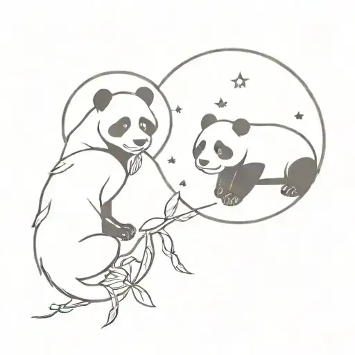Moon And Panda Playing