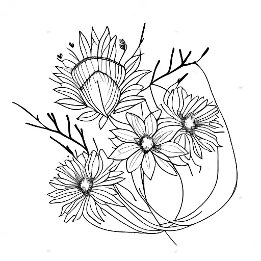 A Minimalistic Tree Design Incorporating The Birth Flowers Of April And January