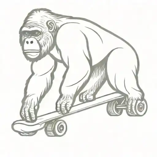 Gorilla Riding A Skateboard