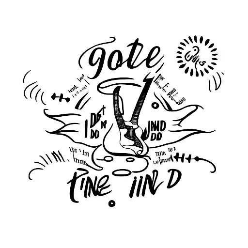 A Simple Tattoo Of A Guitar With The Words 'But I Don't Mind'