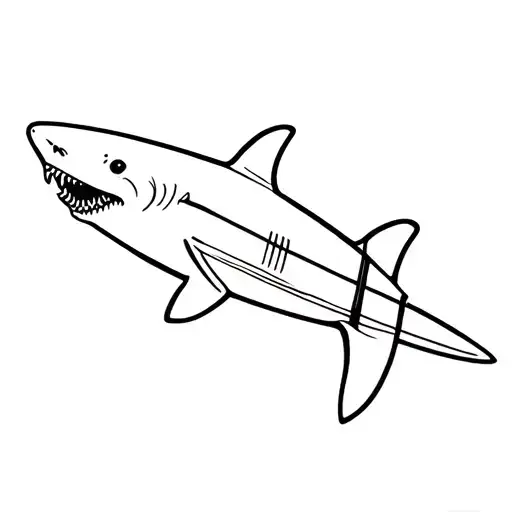 Bath Shorter Shark With A Surfboard