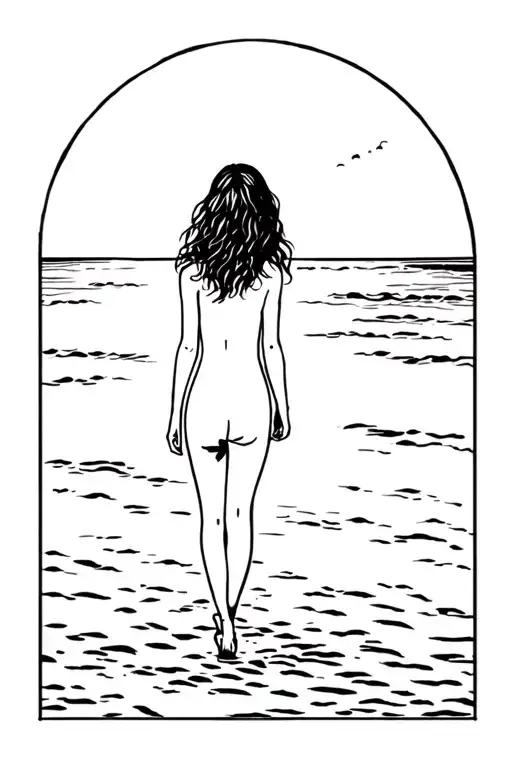 Girl Walking On The Beach