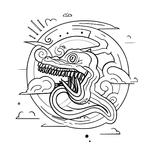 Giant Serpent Swallowing The Moon