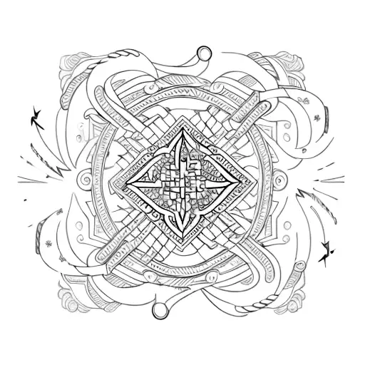 An Anchor Formed By Intricate Lines And Geometric Patterns