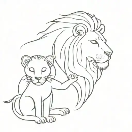 Lion And Little Girl Holding