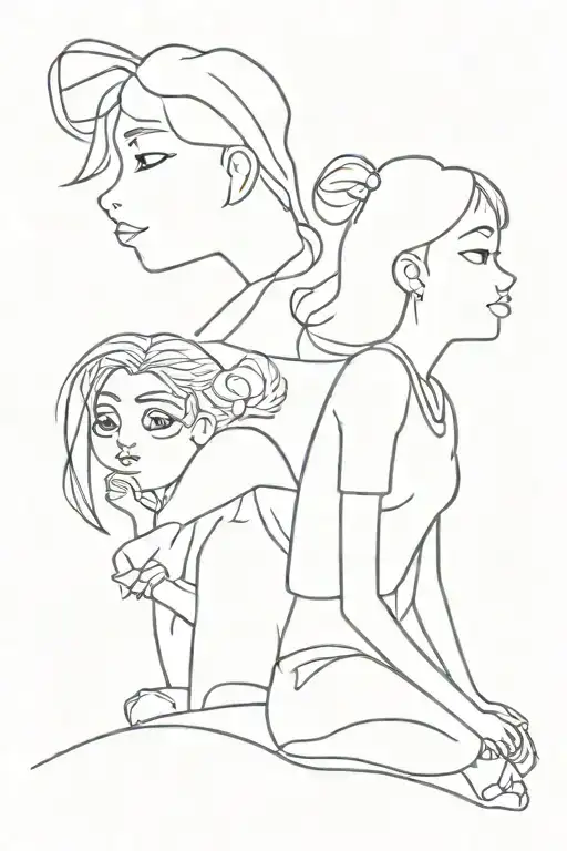 Girl And Cartoon Version