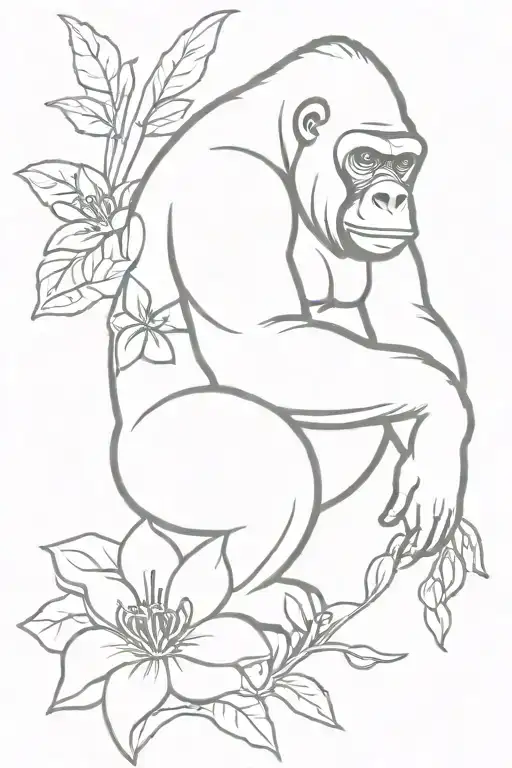 Gorilla And Flowers Intertwined