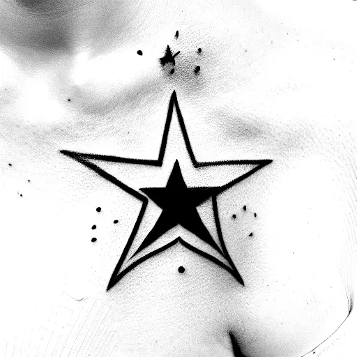 Underchest Tattoo With A Star In The Middle