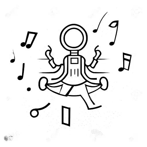 A Minimalist Tattoo Of A Boxing Ring With Musical Notes Floating Above It