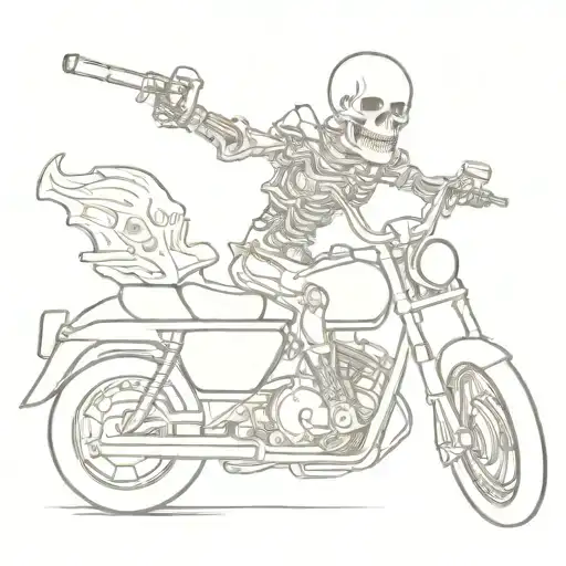 Skeleton Driving Motorcycle Tattoo Design