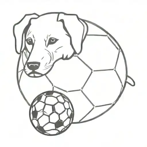 A Minimalist Design Of A Soccer Ball With A Silhouette Of A Dog Overlaid On Top