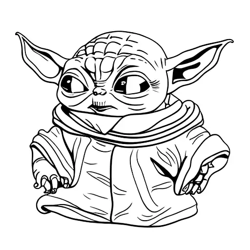 Funny Baby Yoda Line Art