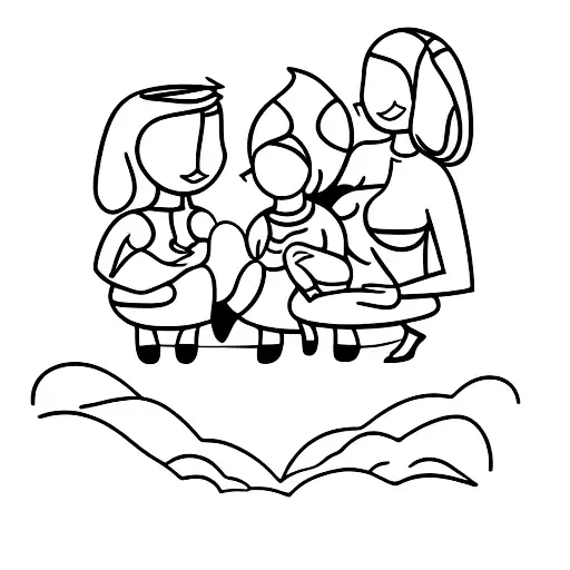 Mother With Twins Baby Girl And One Boy 12 Years Who Kiss Mother