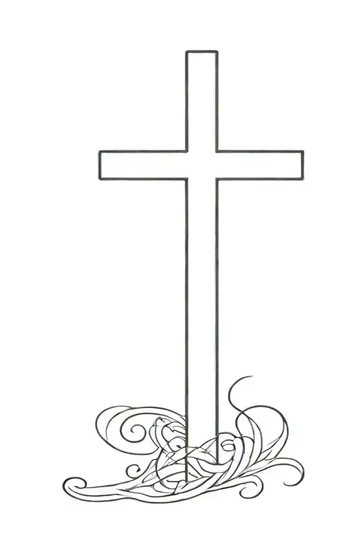 Christian Cross With The Letter N Letter Together