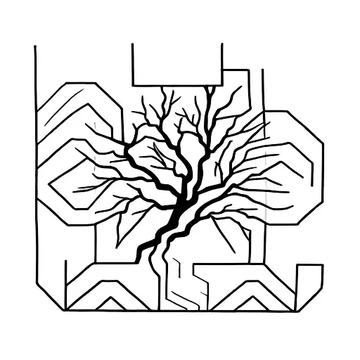 A Minimalist Tattoo Of A Family Tree With The Word 'Loyalty' Incorporated