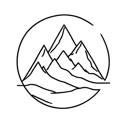 Mountains And Aries Birth Symbol Fine Line