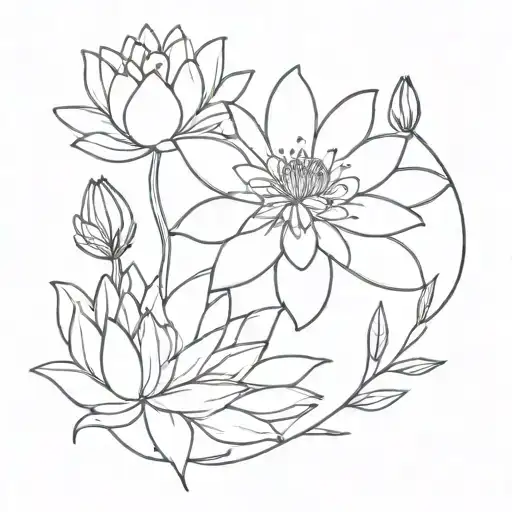 Water Lily's And Aster