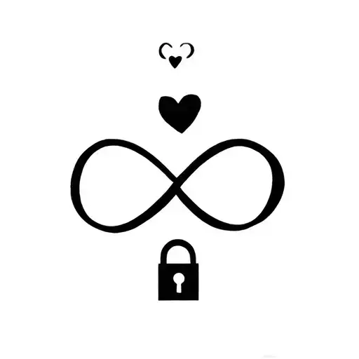 Infinity Symbol Whit Cat And Heart Shaped Lock