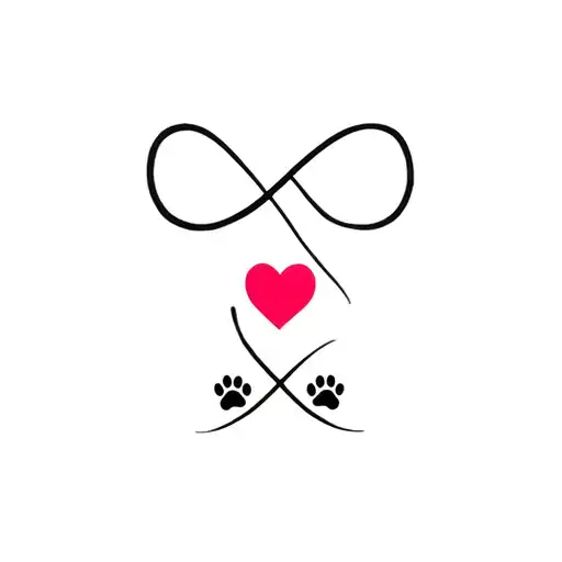 Infinity Symbol Whit Cat And Heart And Paw Print