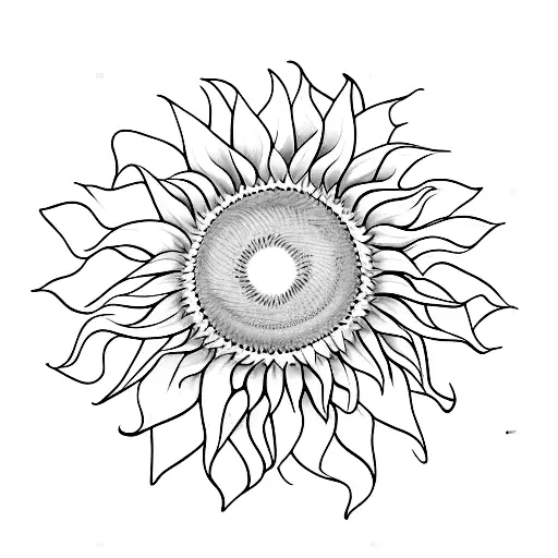 Sunflower With A Curvy Stim That Says Sun In The Middle Of The Stim