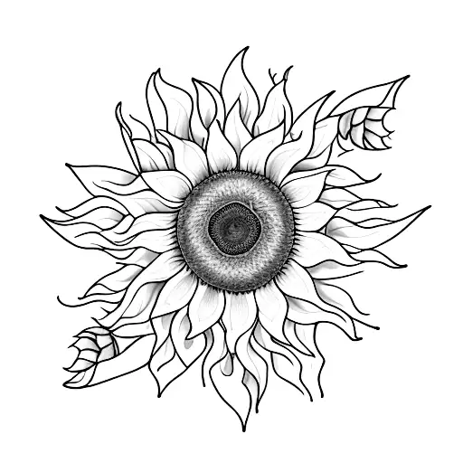 Simple Sunflower With A Curvy Stim That Says Sun In The Middle Of The Stim