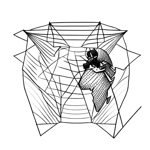 A Minimalist Tattoo Of A Paper Airplane Flying Over A Map Of The World