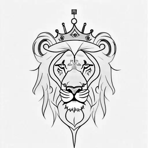 Create A Minimalist Tattoo Of A Lion With A Crown And The Words 'God Is Greater Than Highs And Lows'