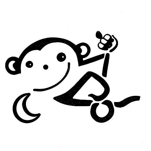 Cute Monkey And Moon