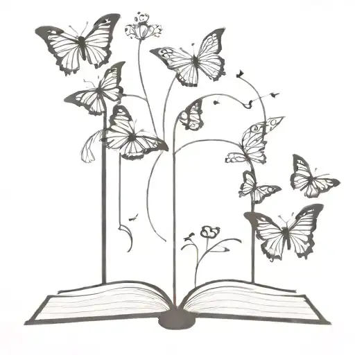 Book And Butterflies With Semi Colon