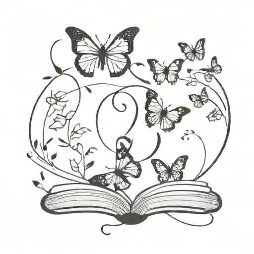 Book With Semi Colon And Butterflies