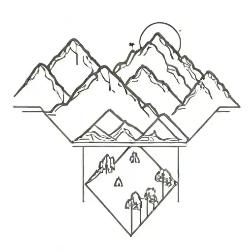 Mountain Nature Inspired Matching Tattoo Design