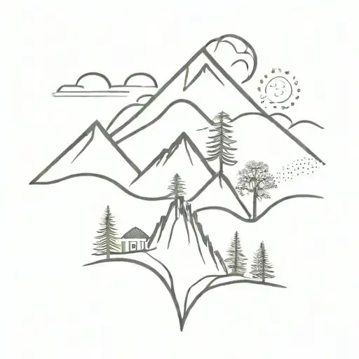 Mountain Nature Inspired Matching Tattoo Design