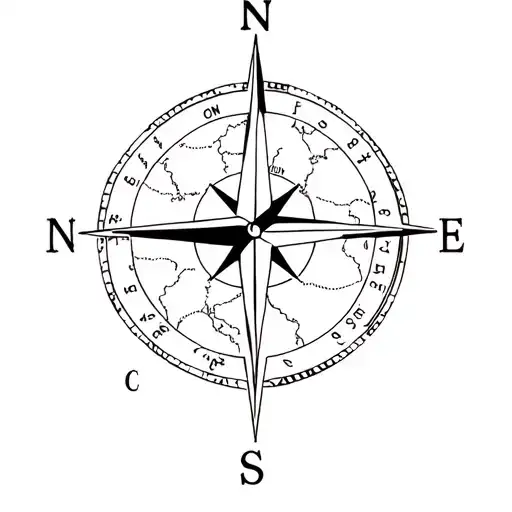 Compass And Map With Capricorn Zodiac Sign