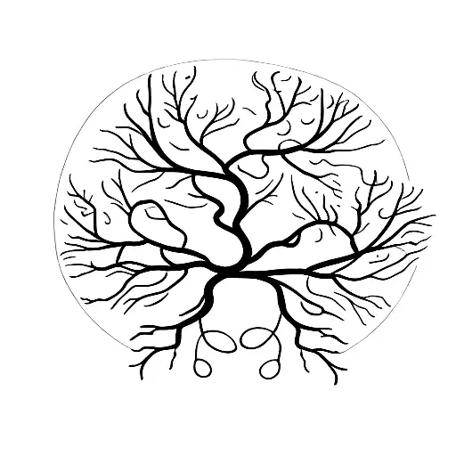 A Minimalist Tattoo Of A Family Tree With Infinity Symbols Incorporated Into The Branches