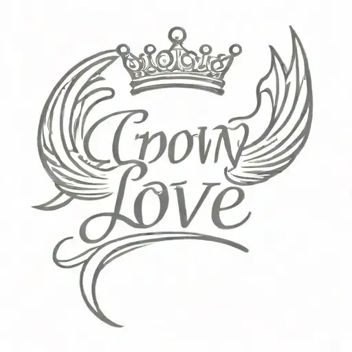 Crown With Angel Wings And Love Script Font