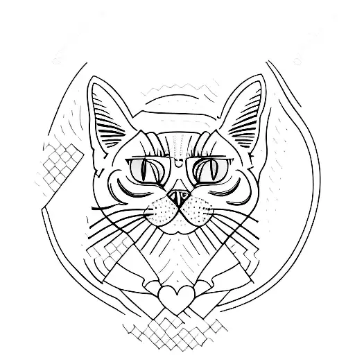 A Minimalist Tattoo Of A Cat Silhouette With The Outline Of An Italian Cathedral Inside