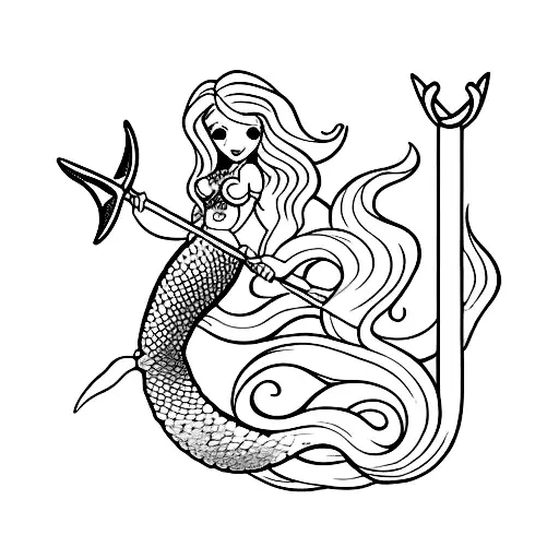 Mermaid Tail With A Trident