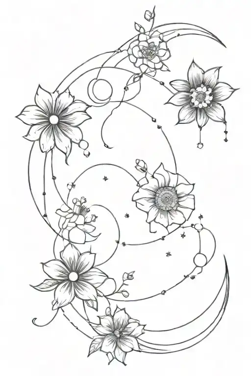 Moon Phases With Flowers