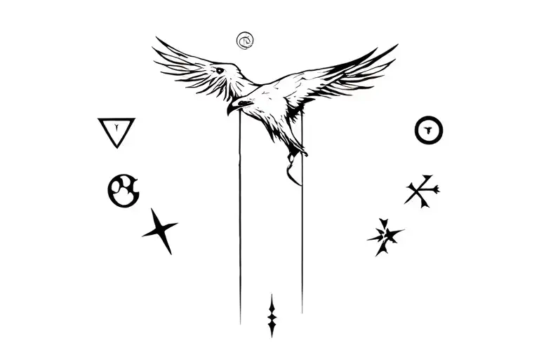 Viking Runes And Raven