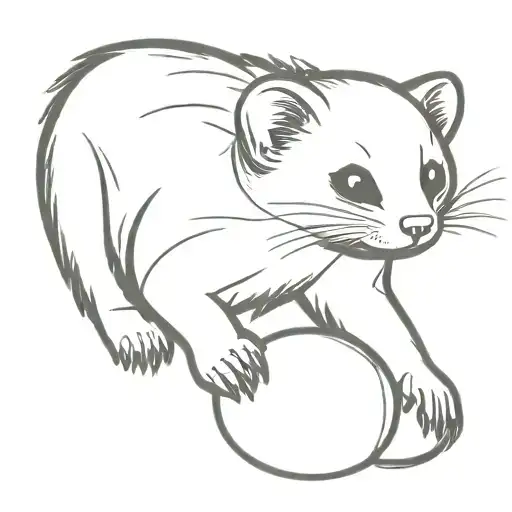 A Little Ferret Playing With A Ball