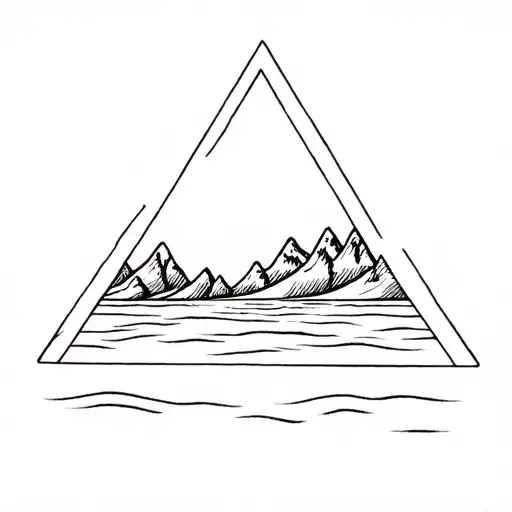 Wave Beach And Mountains Inside Triangle