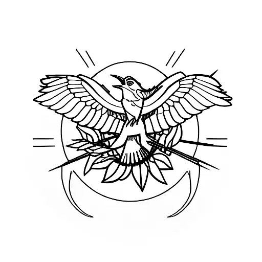 Circle With Katniss And Primrose Flowers Inside It