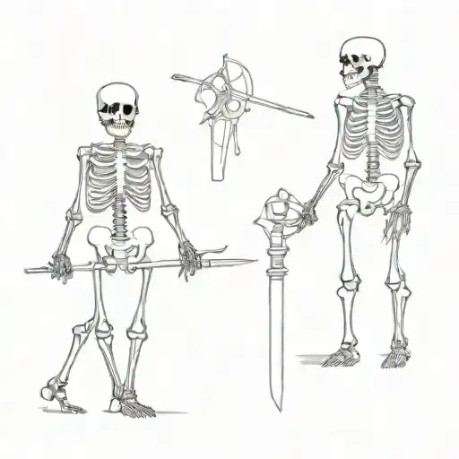Skeleton In A Kimano And A Cold Weapon