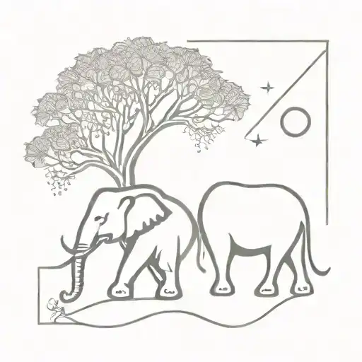Elephant And Moon Rising