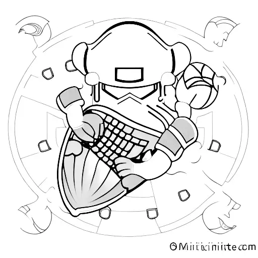 Create A Minimalist Tattoo Of A Football Player Holding A Computer Mouse Instead Of A Football