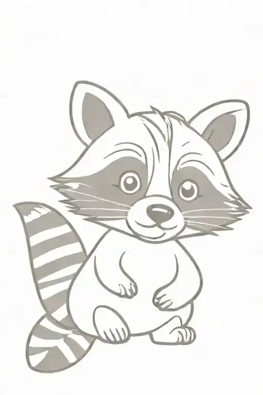 Cartoon Raccoon Holding Hands Above Head