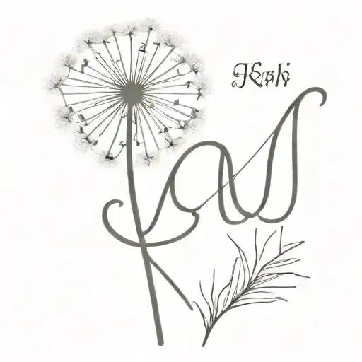 Dandelion With M And K Initial In Stem Growing